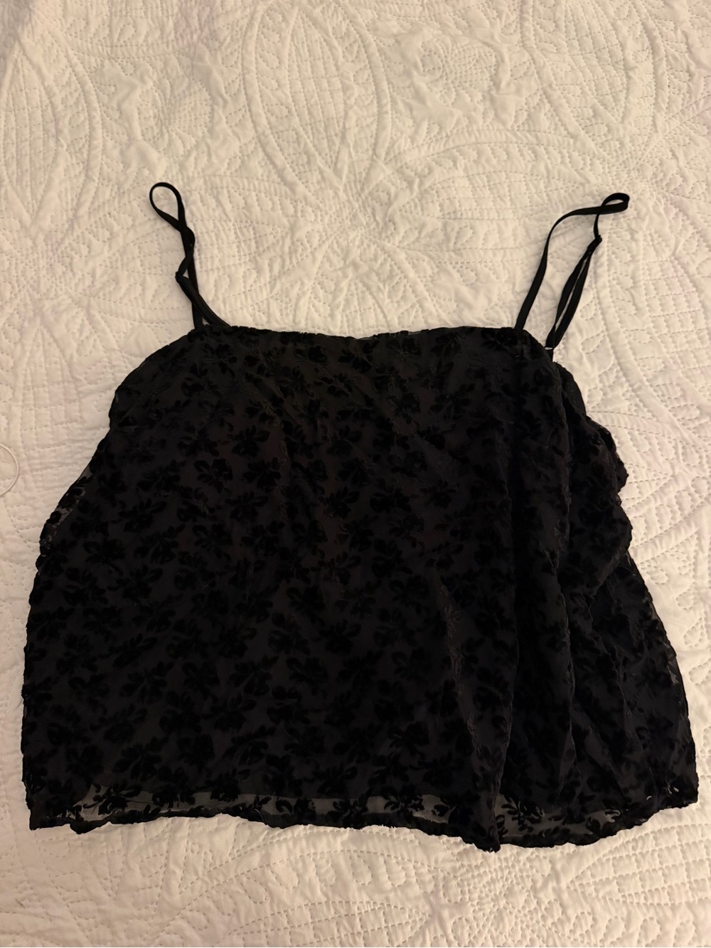 GAP Black Floral Camisole with Spaghetti Straps